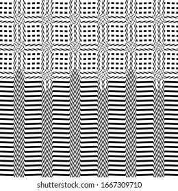 Mesh, grid pattern of wavy, criss-cross, zig-zag lines. Abstract lattice, grating, grill texture. Intersected, interlocked lines