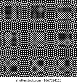 Mesh, grid pattern of wavy, criss-cross, zig-zag lines. Abstract lattice, grating, grill texture. Intersected, interlocked lines