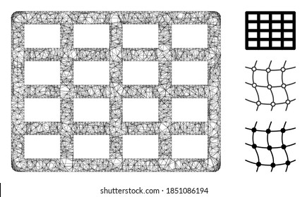 Mesh grid polygonal web icon vector illustration. Carcass model is created from grid flat icon. Triangular mesh forms abstract grid flat model.
