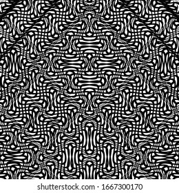 Malla, rejilla de ondulación, ondulada, curva (zig-zag, cruz-cruz) líneas. Parada paralela irregular con efecto de bobinado, acurrucarse, distorsión del movimiento / deformación.  Fondo de líneas sinuosas y llamativas, textura