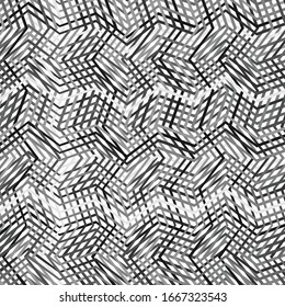 Mesh, grid of waving, wavy, curvy (zig-zag, criss-cross) lines. Irregular parallel stripe with winding, squiggle, wiggle distortion / deformation effect.  Sinuous, billowy lines background, texture