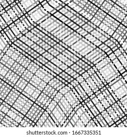 Mesh, grid of waving, wavy, curvy (zig-zag, criss-cross) lines. Irregular parallel stripe with winding, squiggle, wiggle distortion / deformation effect.  Sinuous, billowy lines background, texture