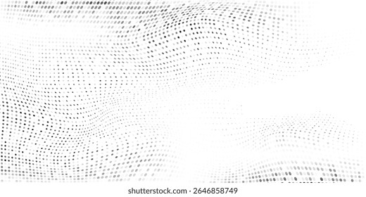 Mesh grunge dotted halftone gradient texture. Vanishing polka dot background simple