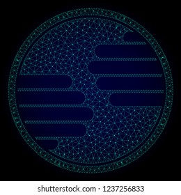 Mesh hands circle polygonal illustration. Abstract mesh lines, triangles and points on dark background with hands circle.