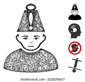 Mesh head stress web icon vector illustration. Abstraction is based on head stress flat icon. Network forms abstract head stress flat model. wireframe 2D web network isolated on a white background.