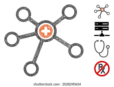 Mesh health care links web icon vector illustration. Model is created from health care links flat icon. Network forms abstract health care links flat model.