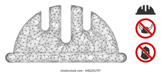 Ilustración vectorial 2d del casco de malla poligonal. El modelo de canal se basa en un icono plano de casco. La red triangular forma la carcasa plana de casco abstracto.