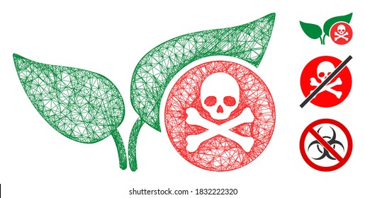 Mesh Herbicide Polygonal Web Symbol Vector Illustration. Carcass Model Is Based On Herbicide Flat Icon. Triangular Mesh Forms Abstract Herbicide Flat Model.