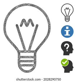 Mesh hint lamp web 2d vector illustration. Carcass model is based on hint lamp flat icon. Network forms abstract hint lamp flat carcass. Wire frame 2D web network isolated on a white background.