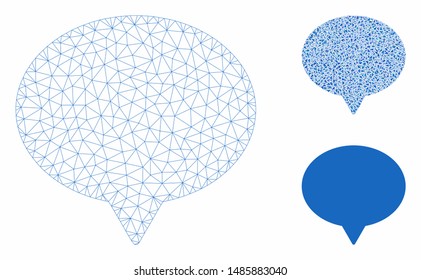 Mesh hint model with triangle mosaic icon. Wire frame polygonal mesh of hint. Vector composition of triangle parts in different sizes, and color tinges. Abstract flat mesh hint,