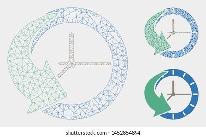 Mesh History Model With Triangle Mosaic Icon. Wire Frame Triangular Mesh Of History. Vector Mosaic Of Triangle Elements In Different Sizes, And Color Shades. Abstract 2d Mesh History,