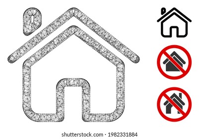 Ilustración vectorial 2d de la web poligonal de malla doméstica. El modelo de canal se crea a partir de un icono plano en casa. Los formularios de red triangular forman un modelo plano de hogar abstracto.