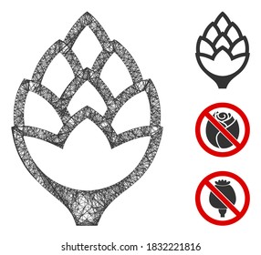 Mesh Hop bud polygonal Web-Symbol Vektorgrafik. Das Modell der Karkasse basiert auf dem Symbol der Hopfenbude. Das Triangle-Netzwerk bildet abstraktes Hop-Bud-Flachmodell.
