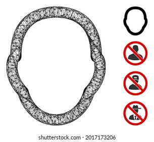 Mesh human head web icon vector illustration. Abstraction is based on human head flat icon. Mesh forms abstract human head flat carcass. wireframe flat line network isolated on a white background.