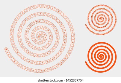 Mesh hypnosis model with triangle mosaic icon. Wire frame polygonal mesh of hypnosis. Vector mosaic of triangle elements in variable sizes, and color tinges. Abstract flat mesh hypnosis,