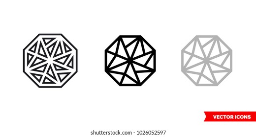 Mesh icon of 3 types: color, black and white, outline. Isolated vector sign symbol.