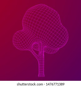 Mesh image of tree. Low poly background. Eco vector. Wireframe low poly mesh vector illustration