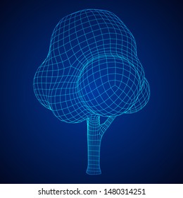 Mesh image of tree. Low poly background. Eco vector. Wireframe low poly mesh vector illustration