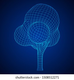 Mesh image of tree. Low poly background. Eco vector. Wireframe low poly mesh vector illustration