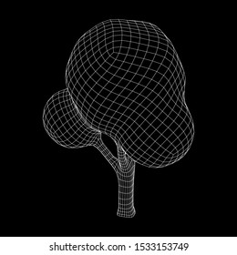 Mesh image of tree. Low poly background. Eco vector. Wireframe low poly mesh vector illustration