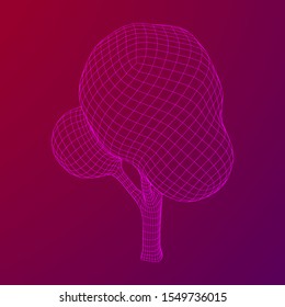 Mesh image of tree. Low poly background. Eco vector. Wireframe low poly mesh vector illustration
