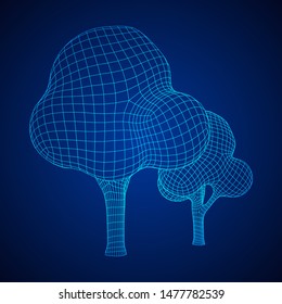 Mesh image of trees. Low poly background. Eco vector. Wireframe low poly mesh vector illustration