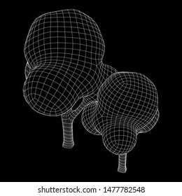Mesh image of trees. Low poly background. Eco vector. Wireframe low poly mesh vector illustration