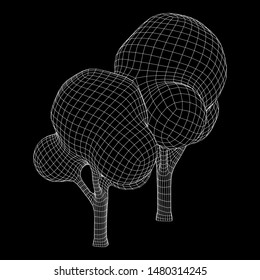 Mesh image of trees. Low poly background. Eco vector. Wireframe low poly mesh vector illustration