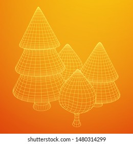 Mesh image of trees. Low poly background. Eco vector. Wireframe low poly mesh vector illustration