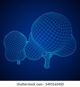 Mesh image of trees. Low poly background. Eco vector. Wireframe low poly mesh vector illustration