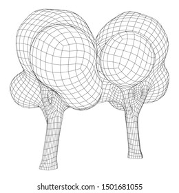 Mesh image of trees. Low poly background. Eco vector. Wireframe low poly mesh vector illustration