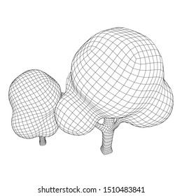 Mesh image of trees. Low poly background. Eco vector. Wireframe low poly mesh vector illustration