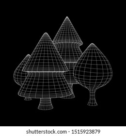 Mesh image of trees. Low poly background. Eco vector. Wireframe low poly mesh vector illustration