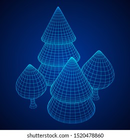 Mesh image of trees. Low poly background. Eco vector. Wireframe low poly mesh vector illustration