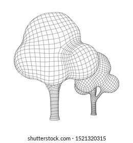 Mesh image of trees. Low poly background. Eco vector. Wireframe low poly mesh vector illustration