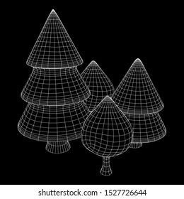 Mesh image of trees. Low poly background. Eco vector. Wireframe low poly mesh vector illustration