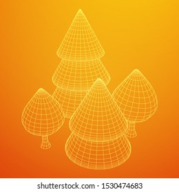 Mesh image of trees. Low poly background. Eco vector. Wireframe low poly mesh vector illustration