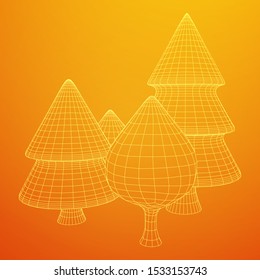 Mesh image of trees. Low poly background. Eco vector. Wireframe low poly mesh vector illustration