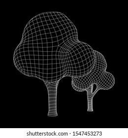 Mesh image of trees. Low poly background. Eco vector. Wireframe low poly mesh vector illustration