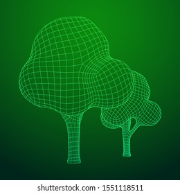 Mesh image of trees. Low poly background. Eco vector. Wireframe low poly mesh vector illustration