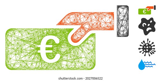 Mesh income web icon vector illustration. Model is based on income flat icon. Mesh forms abstract income flat carcass. Wire frame flat web network isolated on a white background.