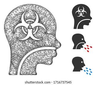 Mesh infected patient polygonal web 2d vector illustration. Model is based on infected patient flat icon. Triangle mesh forms abstract infected patient flat model.