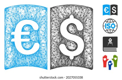 Mesh international catalog web 2d vector illustration. Carcass model is based on international catalog flat icon. Mesh forms abstract international catalog flat carcass.