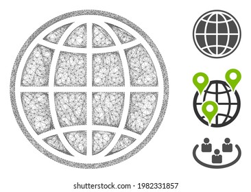 Mesh internet polygonal web symbol vector illustration. Model is based on internet flat icon. Triangle network forms abstract internet flat model.