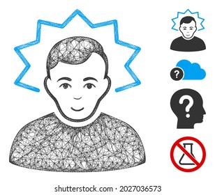 Ilustración vectorial de icono web del inventor de malla. El modelo de canal se basa en un icono plano del inventor. La malla forma un modelo plano inventor abstracto. Red de línea plana con marco de cable aislada en un fondo blanco.