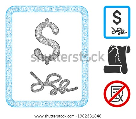 Mesh invoice page polygonal web icon vector illustration. Model is based on invoice page flat icon. Triangular mesh forms abstract invoice page flat model.