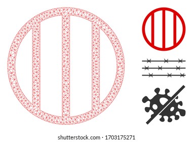 Mesh jail grid polygonal icon vector illustration. Model is based on jail grid flat icon. Triangle mesh forms abstract jail grid flat model.