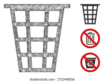 Mesh junk polygonal web 2d vector illustration. Carcass model is based on junk flat icon. Triangle network forms abstract junk flat model.
