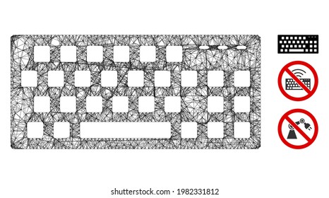 Mesh keyboard polygonal web icon vector illustration. Carcass model is created from keyboard flat icon. Triangle network forms abstract keyboard flat model.