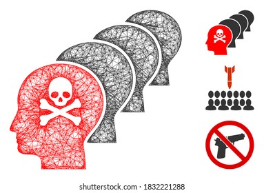 Mesh kill all humans polygonal web icon vector illustration. Carcass model is based on kill all humans flat icon. Triangle mesh forms abstract kill all humans flat carcass.